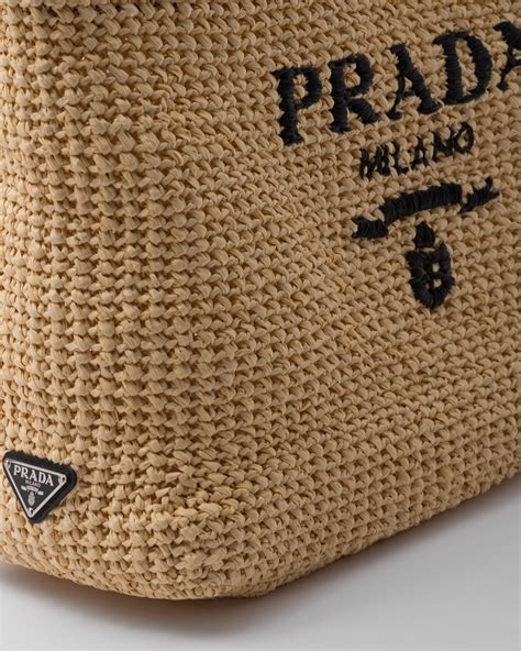 prada crochet raffia tote bag